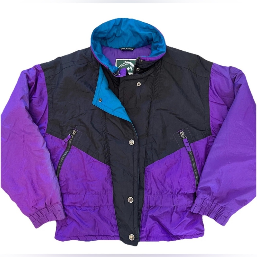 Vintage Green Mountain Ski Jacket Size S Purple Black